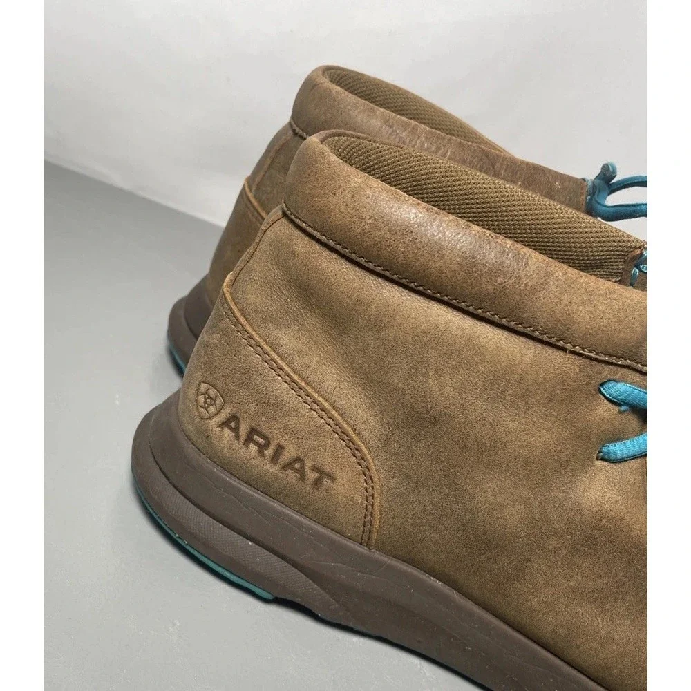 Ariat Men's Spitfire Outdoor Brown/Blue Leather Moc Toe Shoes Size 9.5D